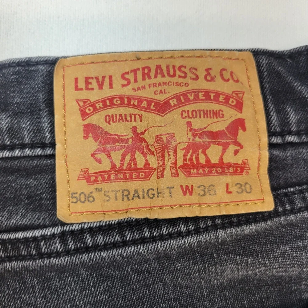 Levi's‎ 506 Straight Leg Jeans Mens 36x30 Black Faded Denim